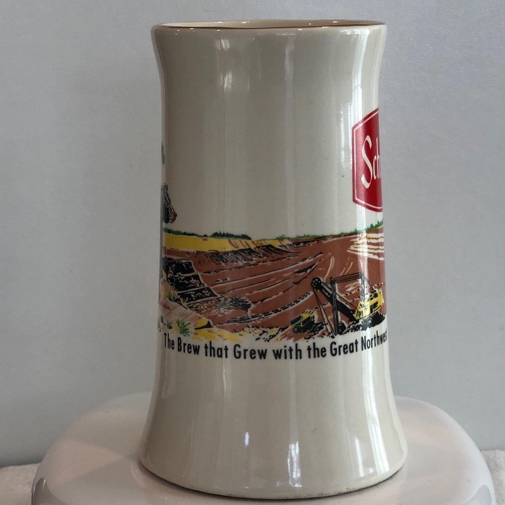 Vintage Schmidt Ceramic Beer Stein Mug in Cream with Red Logo - Picture 2 of 9